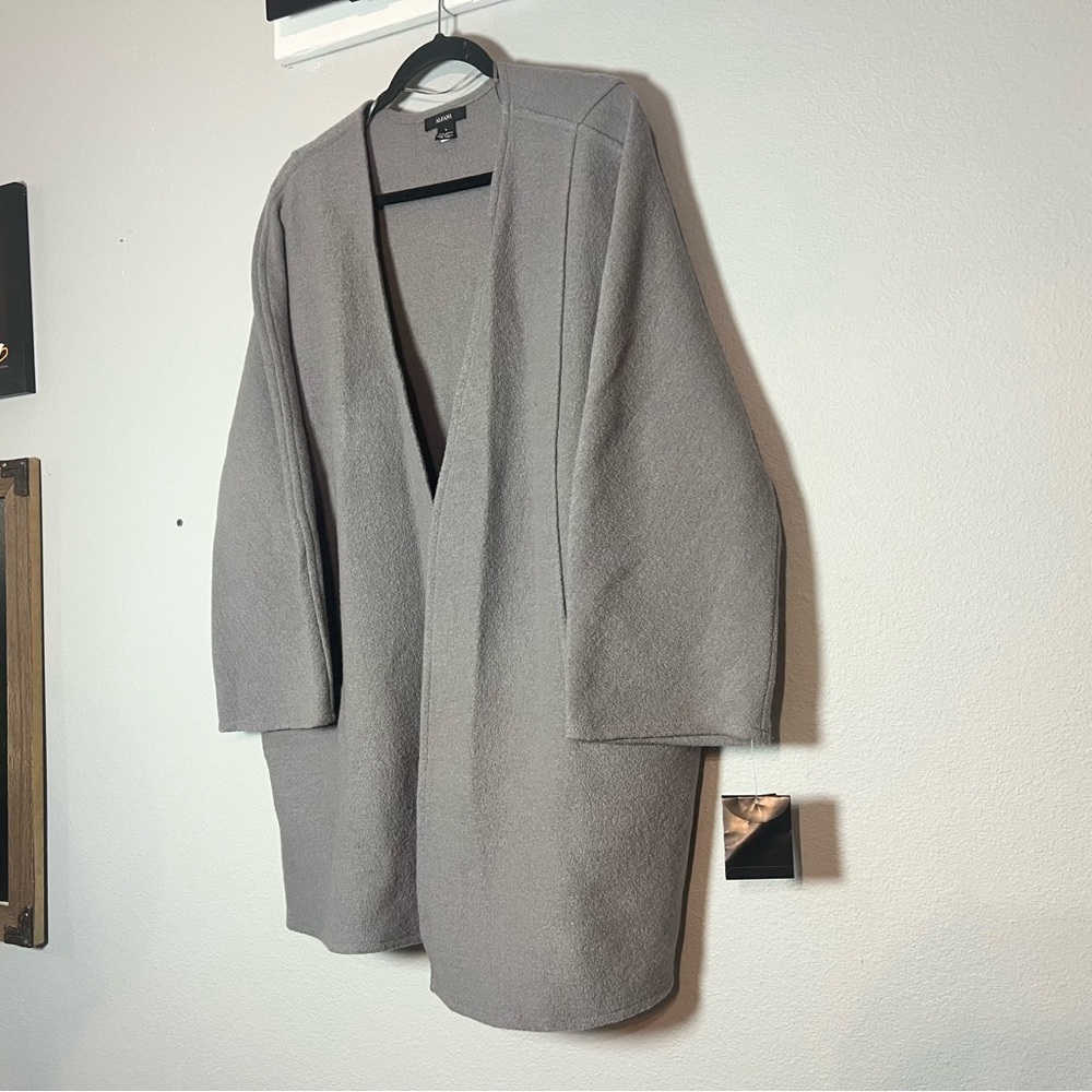 Alfani Light Gray Grey Merino Wool Sweater Open Front Cardigan Size Large NWT